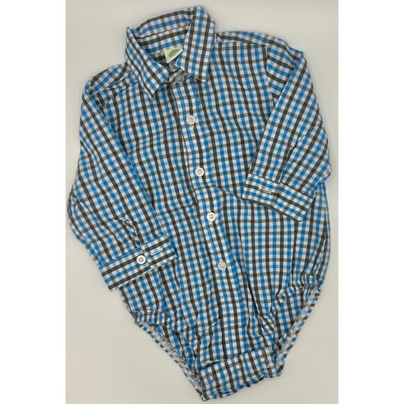 Little Me Baby Button-Up Blue White Plaid Long Sleeve (897) - Picture 1 of 2